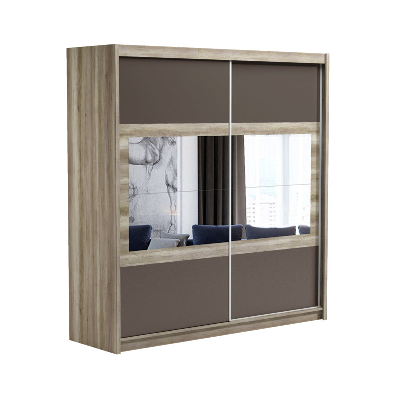Manufactured Wood Wardrobe, Oak/Lava, 215cm H x 203cm W x 61cm D