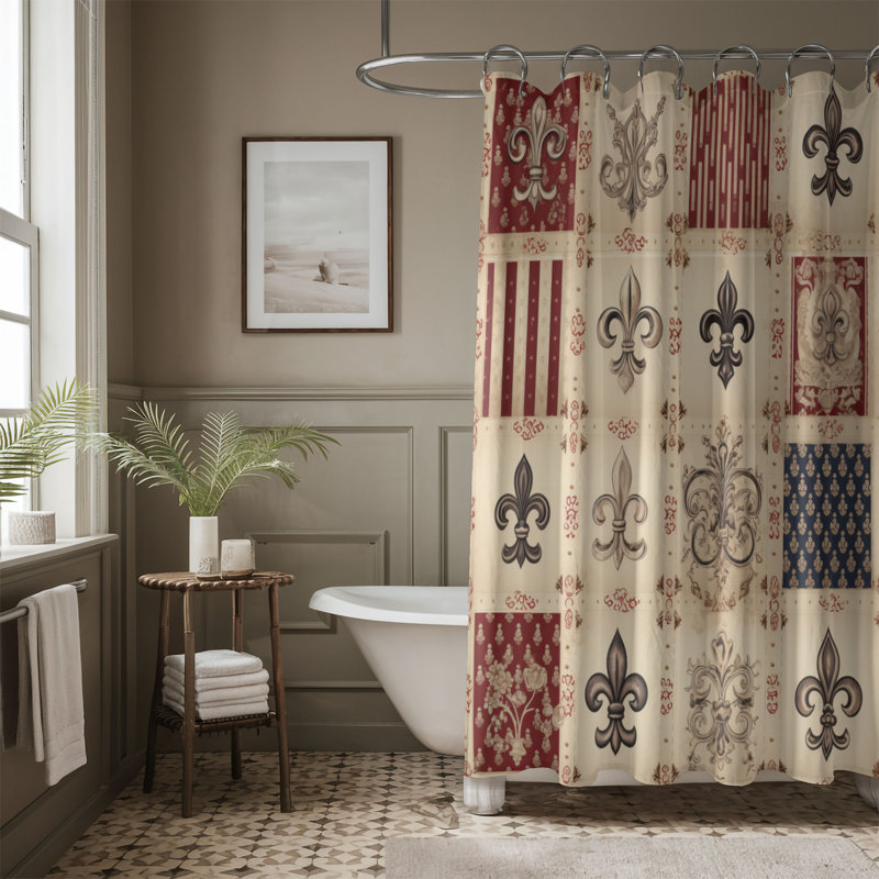 Rideau de douche en poli damassé de qualité supérieure, H 74 po x l 71 po