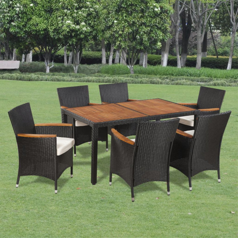 Ensemble repas rectangulaire avec coussins, gris, Beige, 6