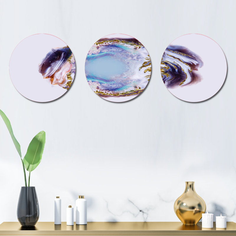 Ensemble de 3 décorations murales agate gerbera rénale