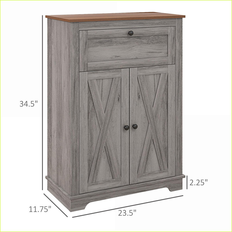 Buffet avec porte de grange et tiroir Tablette réglable | Panneau de particules | Revêtement en mélamine