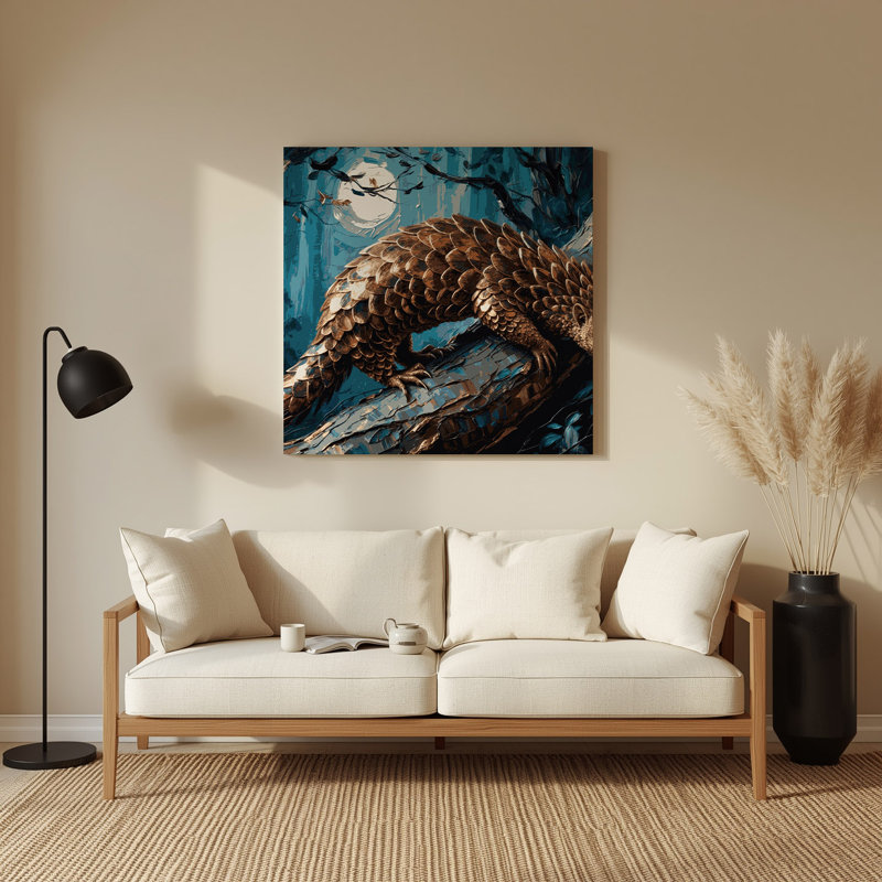 Faune, arbre pangolin gris, art mural en métal, H 12 po x l 12 po