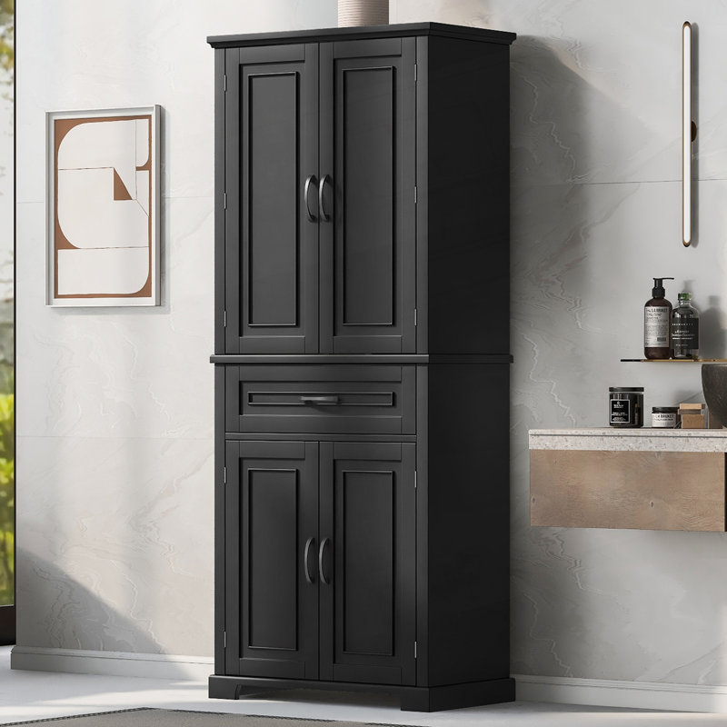 Armoire de rangement de salle de bain avec portes et tiroir