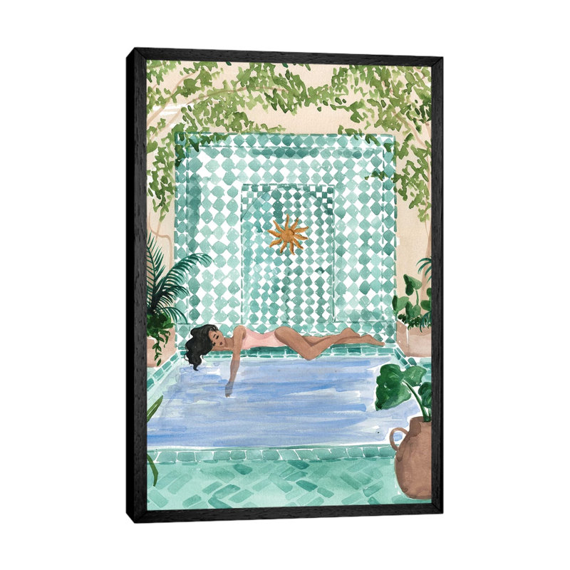 Poolside Siesta by Sabina Fenn - Gallery-Wrapped Canvas Giclée on Canvas, 101.6 cm H x 66.04 cm W, Black Framed