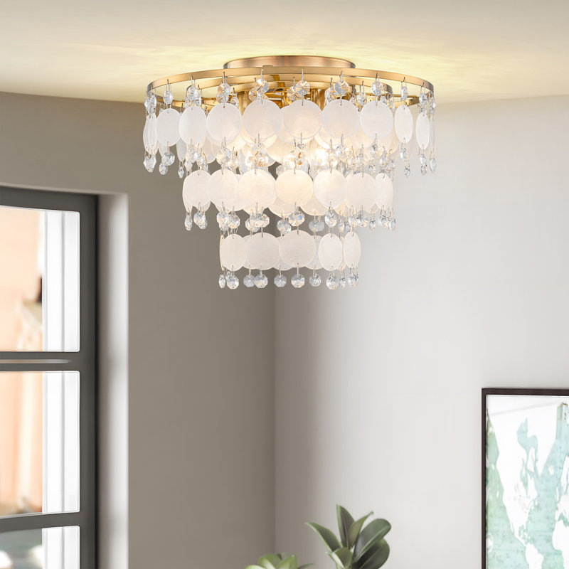 Plafonnier encastré 3 lumières, Doré