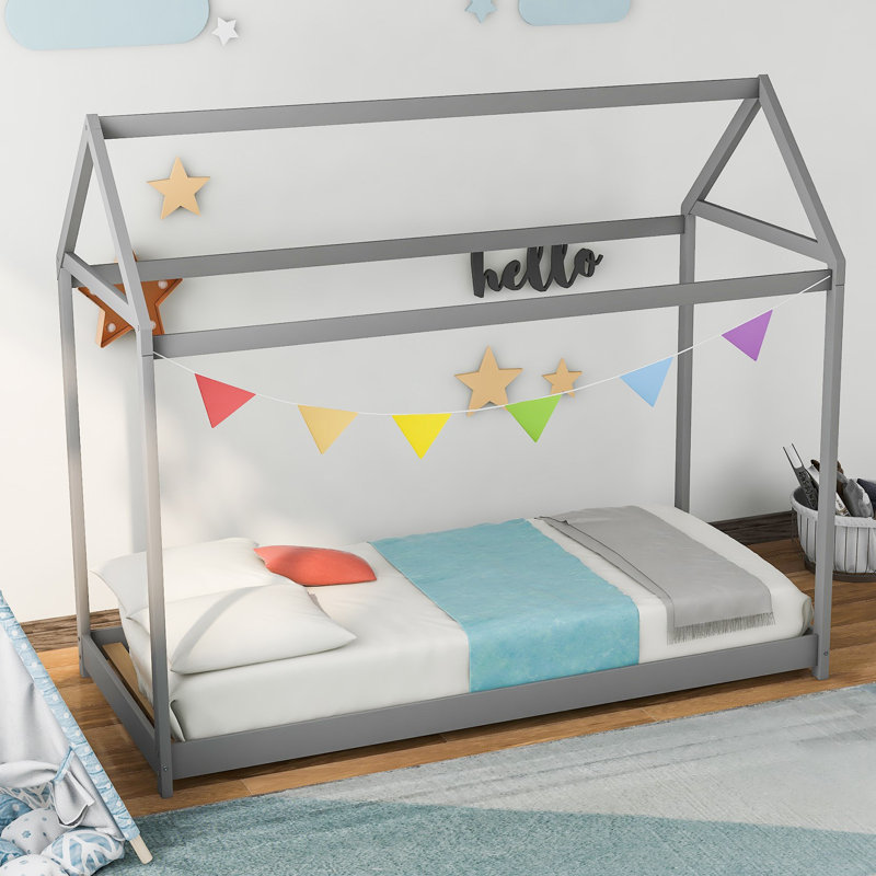 Platform Bed, Gray