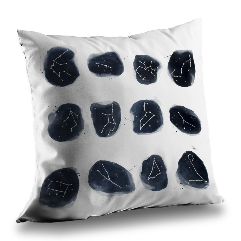 Constellations Throw Pillow - Astronomy Decor | White – Poly Twill Throw Pillow with Insert, Double-Sided Print