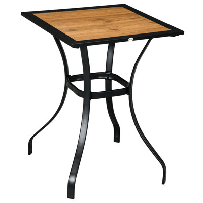 28" Outdoor Table By , Square Faux Wood Patio . Brown, Water , 110 Lbs. Capacity, To Install For Deck, Lawn, Backyard Dining Backyard. Square, Water, Load, Easy Assembly
