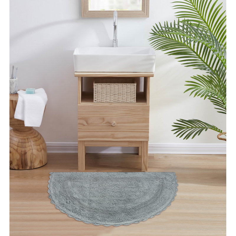 Tapis de bain demi-cercle en dentelle crochetée, Gris