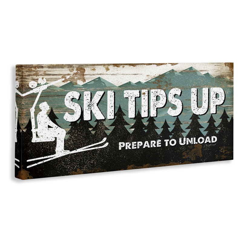 «Winter Rustic Mountain Skiing», art mural sur toile flottante par Jennifer Pugh, H 10 po x l 24 po