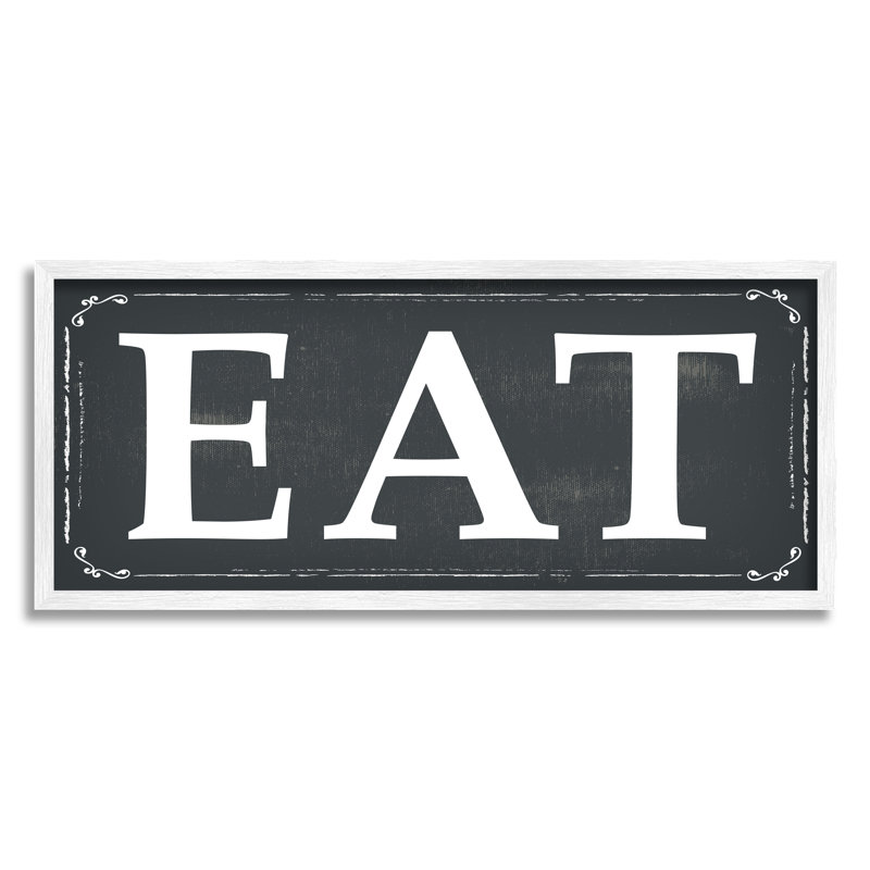 «Eat», art textuel, H 30 po x l 13 po x P 1,5 po, Giclée encadrée blanc bord de mer