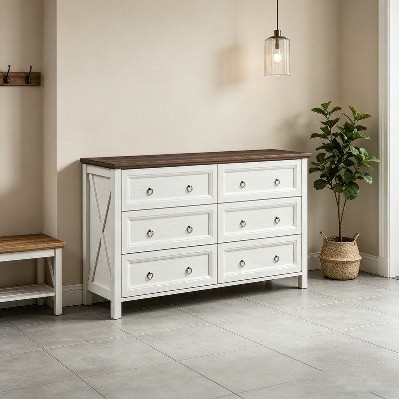 Commode à 6 tiroirs Rustic Farmhouse