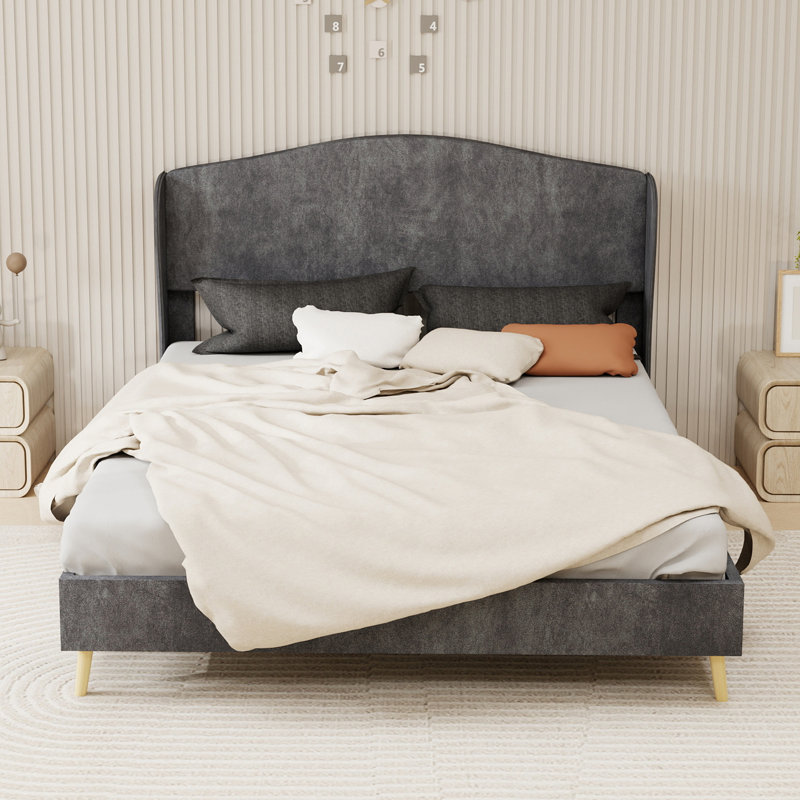 Lit tapissier luxueux, Grey, Queen