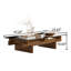 Table basse rectangulaire moderne 47,24 po, plateau en verre trempé brun pour le salon, table basse avec base en placage de bois massif, entièrement assemblée