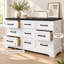 Commode en bois à 9 tiroirs, grand meuble de rangement avec glissières fluides et poignées en métal pour chambre ou salon.-593605071-594965026