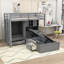 Lit superposé simple en bois avec garde-robe intégré, tiroirs, tablettes et lit hydraulique-1102593617