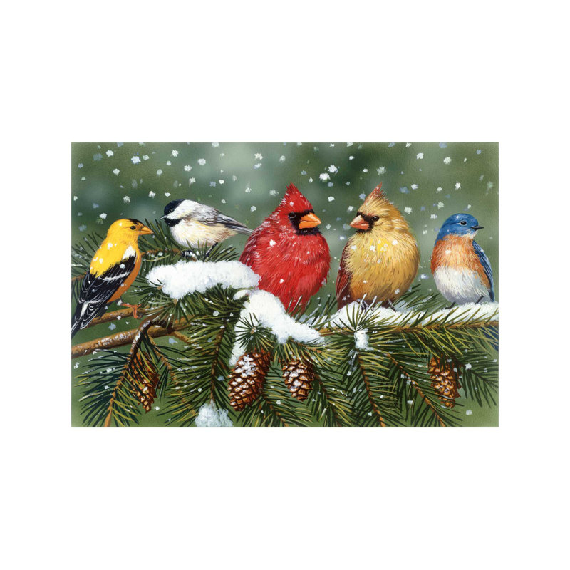 Backyard Birds On Snowy Branch by William Vanderdasson - Wrapped Canvas Print, 66.04 cm H x 45.72 cm W x 1.91 cm D