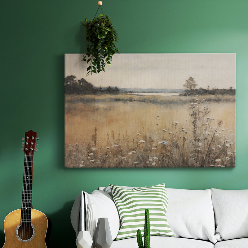 Paysage rétro -IX, reproduction sur toile encadrée, H 25 po x l 37 po