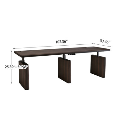 Bureau double 102,36 po moderne à hauteur double pour deux personnes avec prises intégrées
