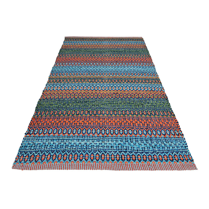 Saffron Geometric Cotton Hand Woven Area Rug, Rectangle 120 x 170cm