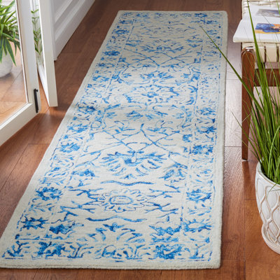Maniscalco Oriental Handmade Tufted Wool Blue/Beige Area Rug