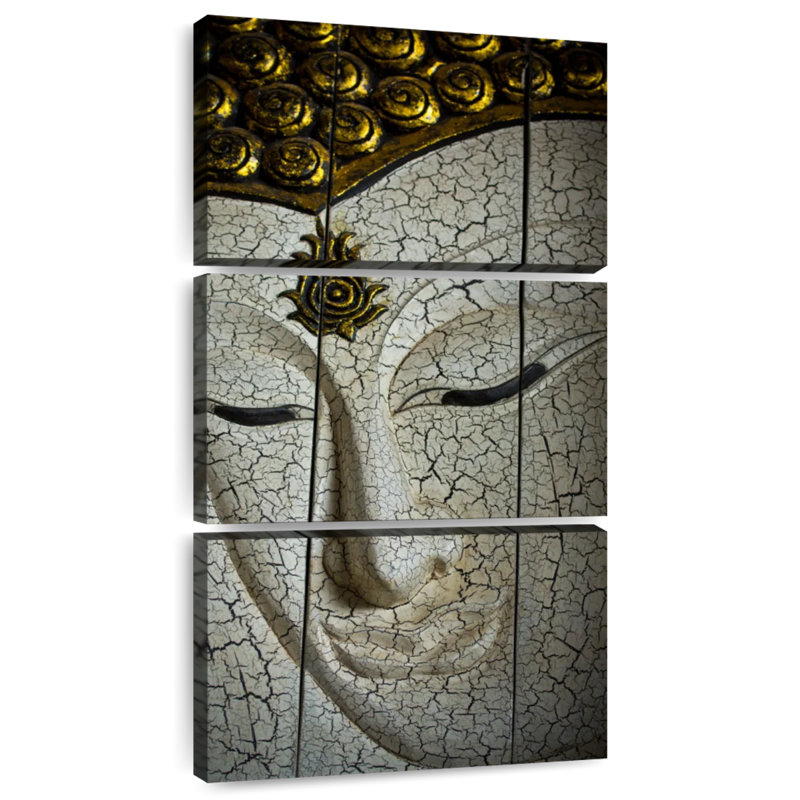 Visage de bouddha intemporel, H 27 po x l 12 po