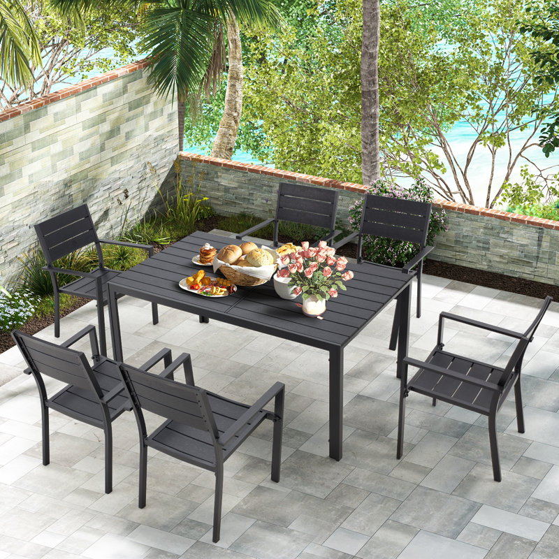 Hazen Rectangular 6 - Person 59'' Long Aluminum Dining Set