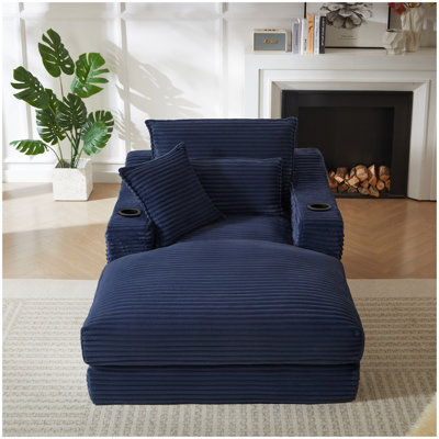 Canapé à compression rembourré de 47,24 pouces de style moderne et confortable avec une conception de coussin unique, chaise longue pour le salon, la chambre à coucher, un appartement, un bureau, bleu
