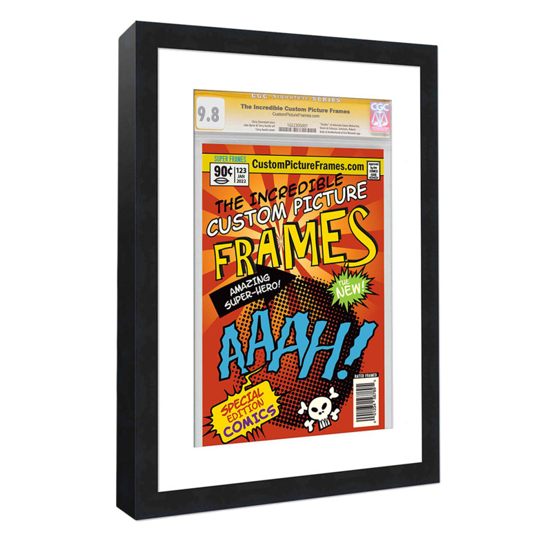 Wood Picture Frame with Mat, Black/White, 7.25" x 10.5"
