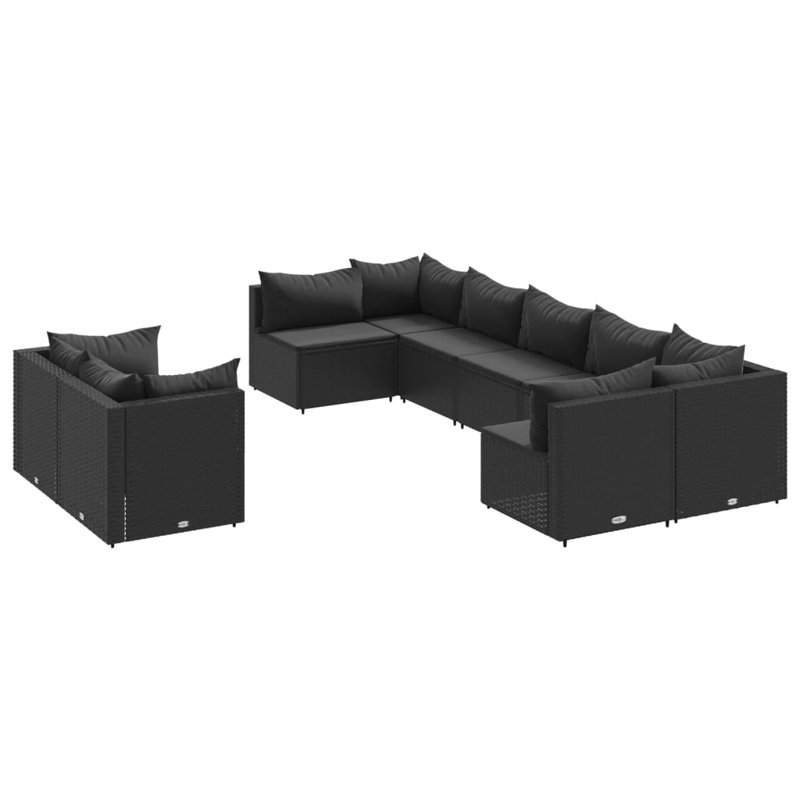  Ensemble de 9 chaises de patio noires, Noir, Noir