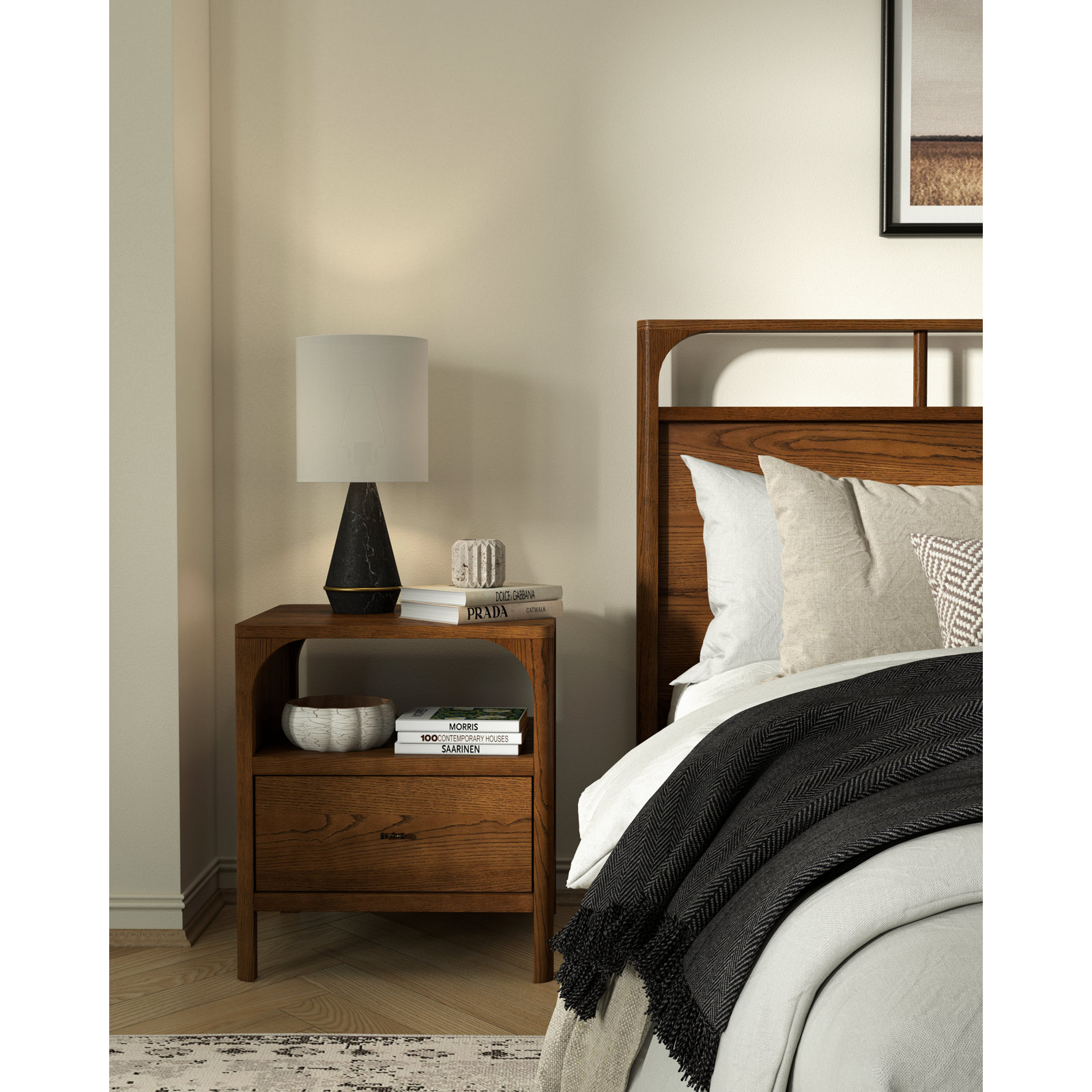 Kaela 1 - Drawer Nightstand, Walnut