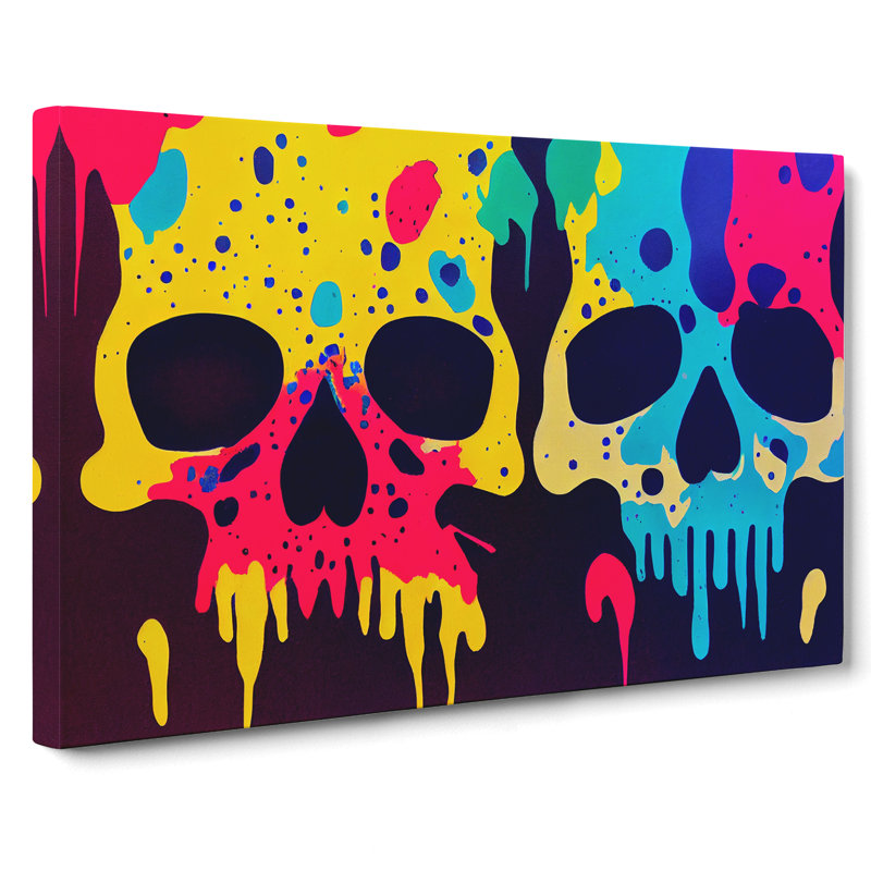 XXX-H1022-WF-7851X Skull Painting - Wrapped Canvas Print, 35cm H x 50cm W x 3cm D