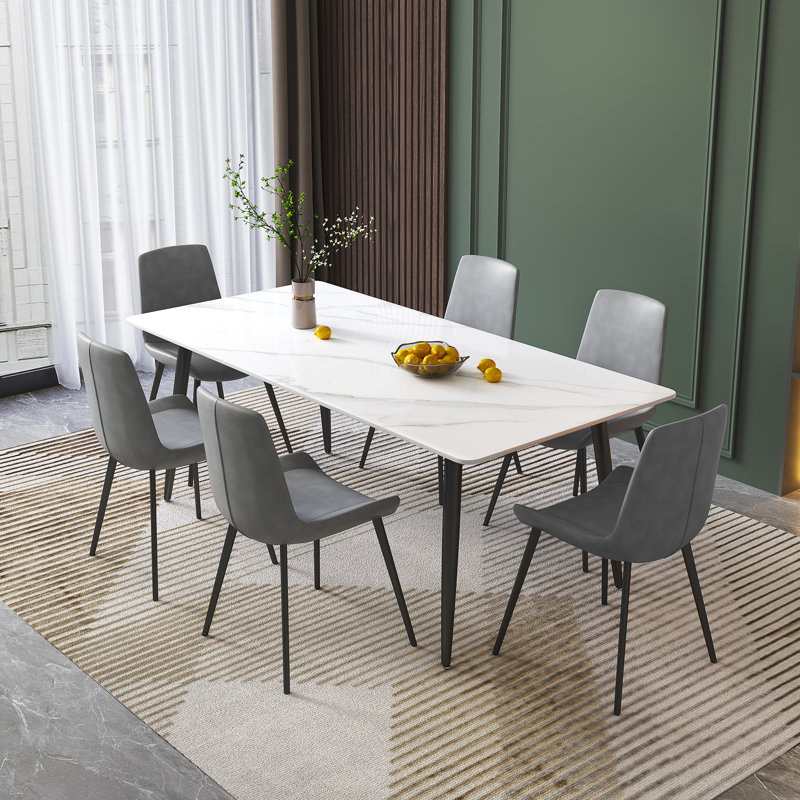 Ensemble repas pour 6 personnes, H 29,5 po x L 70,8 po x l 35,4 po, 5, Blanc