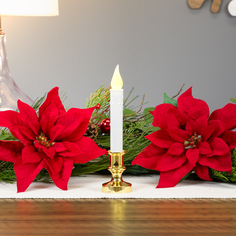 Flickering LED Window Candles With Timer - 8.5" - White - Set Of 6, 4