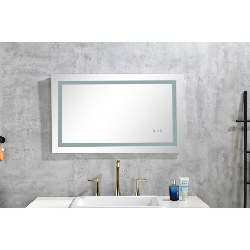 Miroir de salle de bain polyvalent avec fonctions avancées pour une réflexion idéale, 24 po x 36 po, Rectangulaire
