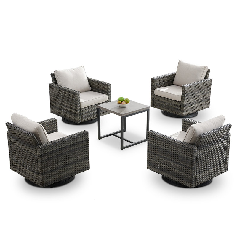 Chaise de patio avec coussins Nazime Ekon, Beige