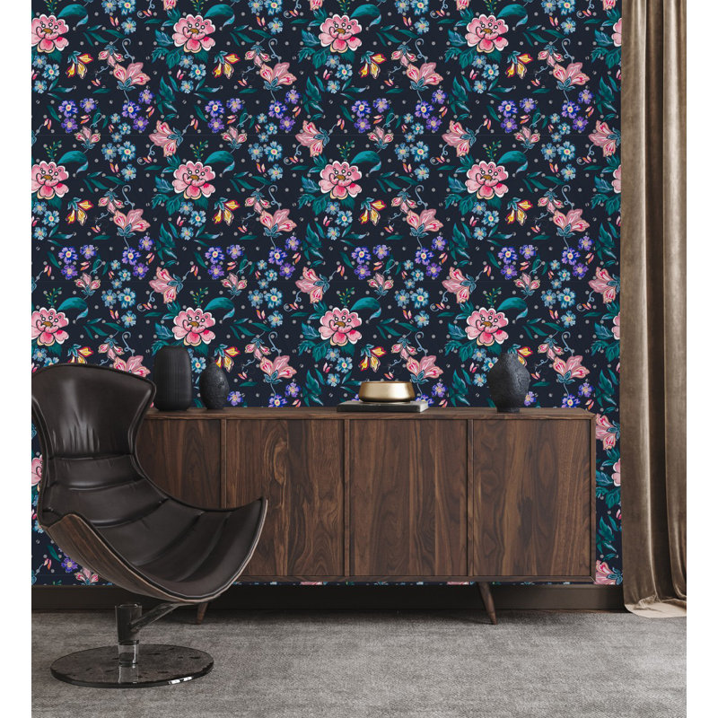 Peel & Stick Floral Tile, 2.08' W x 10.42' L
