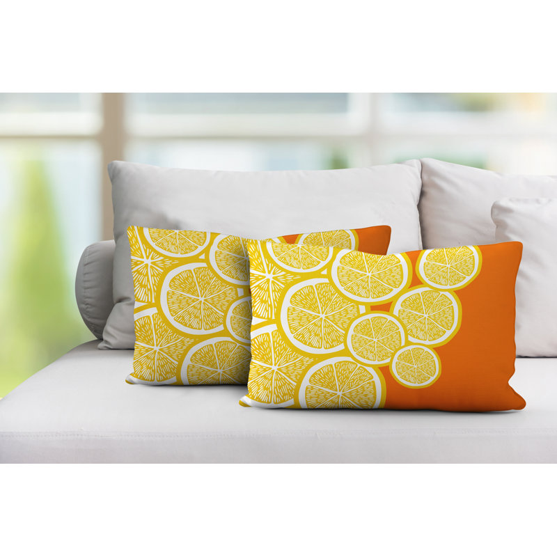 Coussin lombaire intérieur / extérieur jaune citron, Orange