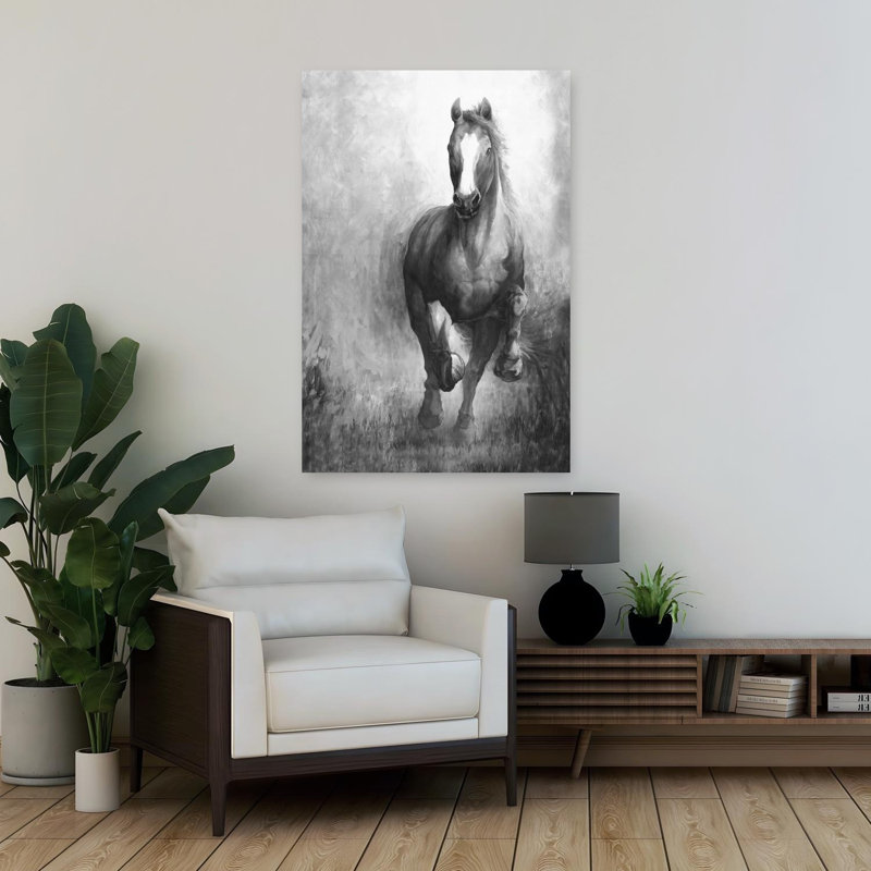 Art au cheval contemporain au galop, H 36 po x l 24 po