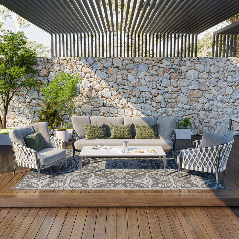 Tapis extérieur réversible Outsunny, Gris, Rectangle 9 pi x 12 pi