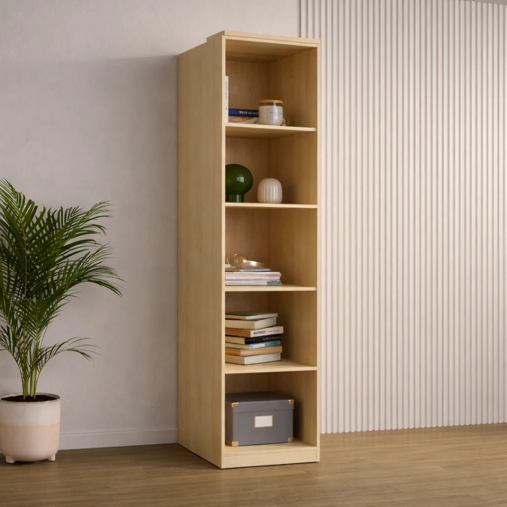Terra 88 Bookcase 45cm, Tall Slim Bedroom Bookcase with 5 Adjustable Shelves and Deeper Storage