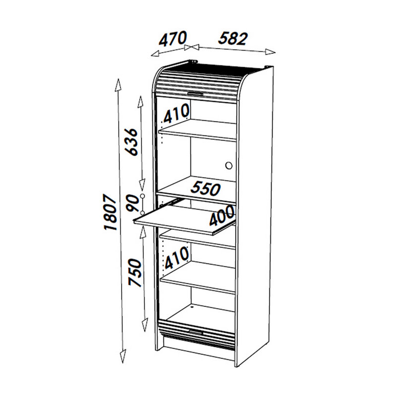 Crispin 180.7cm Kitchen Pantry, White/Aluminium