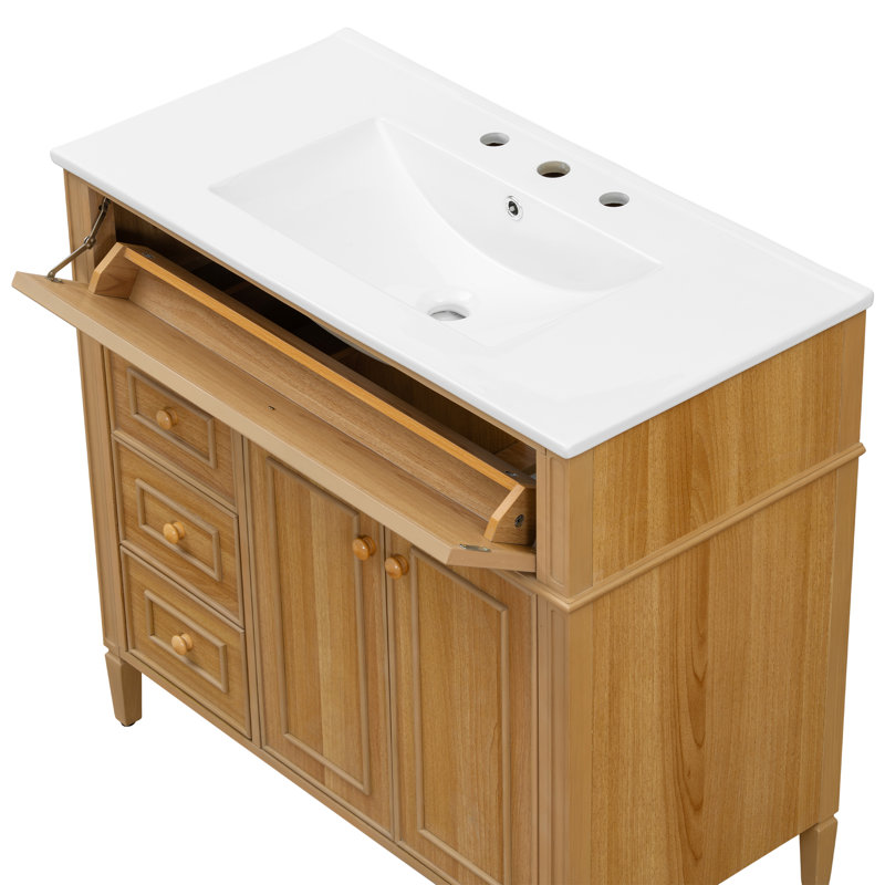 Élégant meuble-lavabo de 36 po avec comptoir en céramique