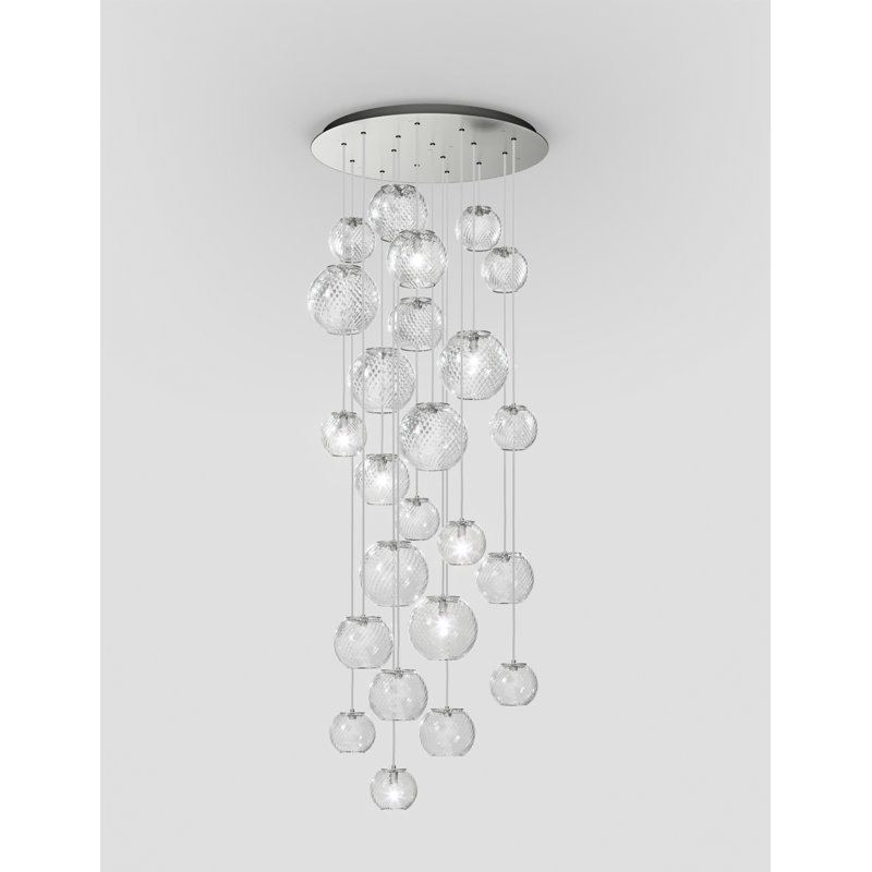 Oto Suspension R60 Smoky Striped Satin Nickel G9 Ul, Crystal Striped Glass, Satin Nickel