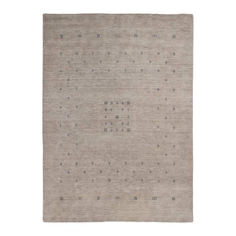 Tapis en coton / laine noué à la main Simi, Rectangle 9 pi x 12 pi, Taupe