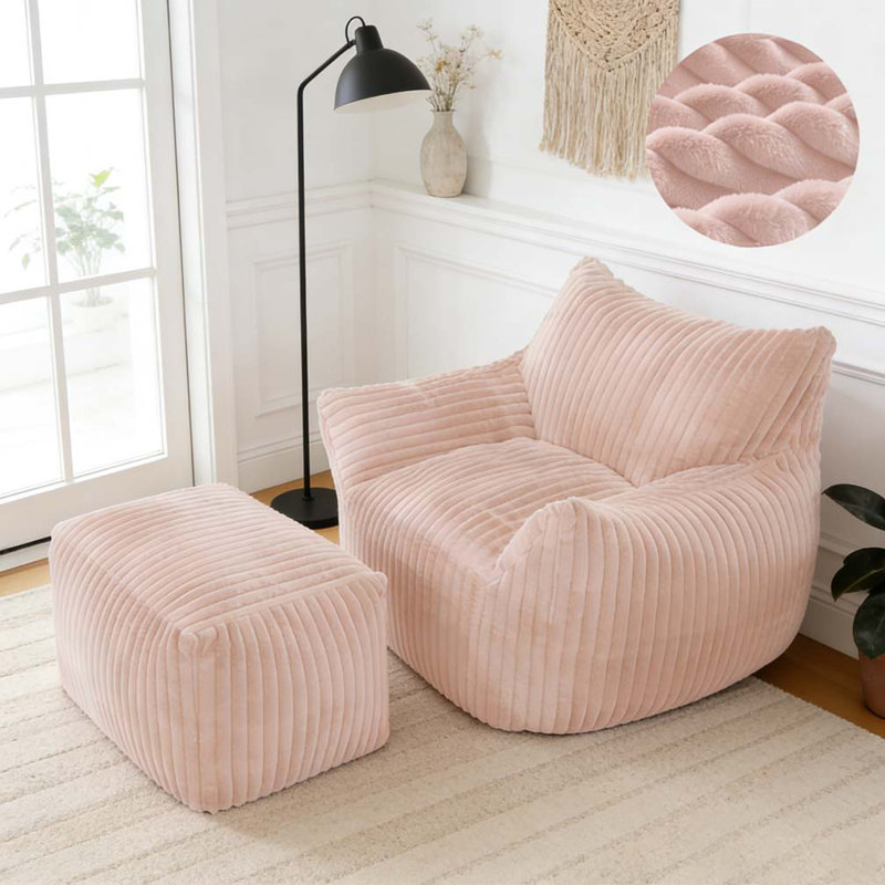 Canapé avec repose-pieds, Rose