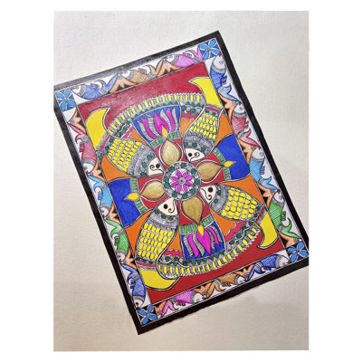 Matsya Painting Of Madhubani | Acrylic On Handmade Paper | By Muskan