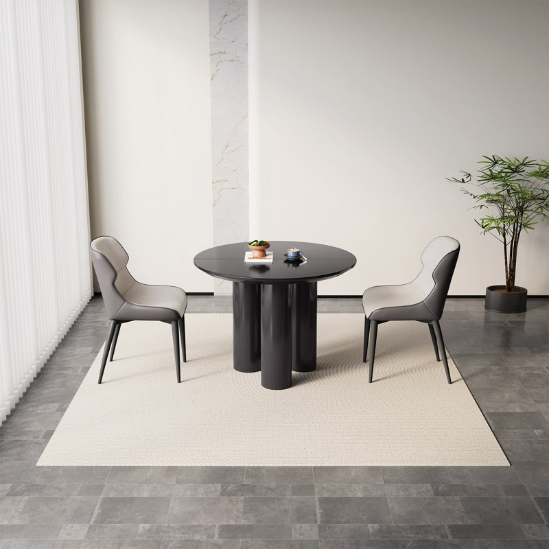 Ensemble de table de salle à manger 39,37 "moderne noir avec 2 chaises pour la cuisine, le bar, le salon et le petit espace