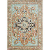 Hand Knotted Wool Area Rug in Rust