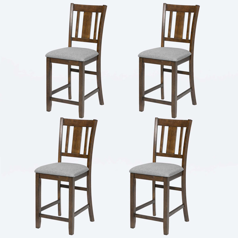 Chaises de salle à manger seulement, ensemble de 4 chaises à hauteur de comptoir en bois, Noyer